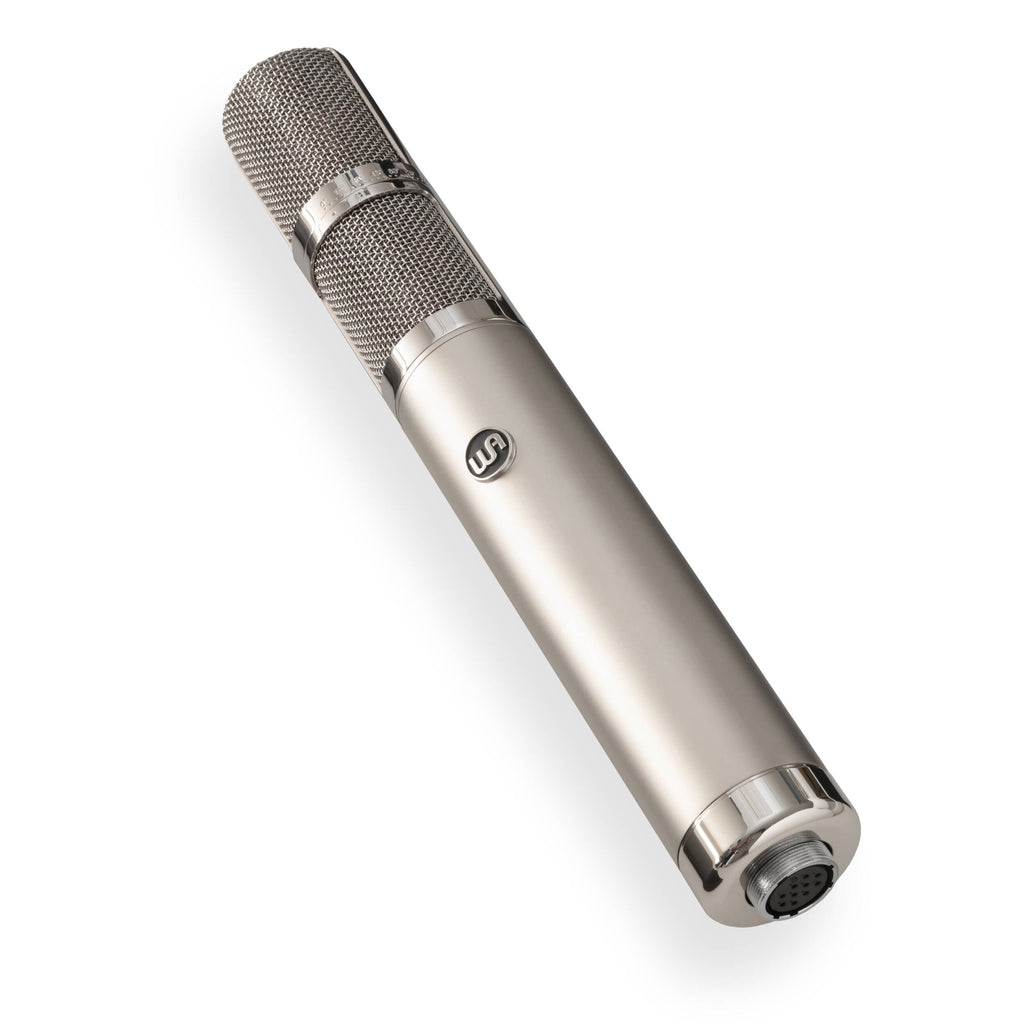 Warm Audio WA-CX24 condenser microphone shown with focus on the microphone body and grille, ideal for studio recording.