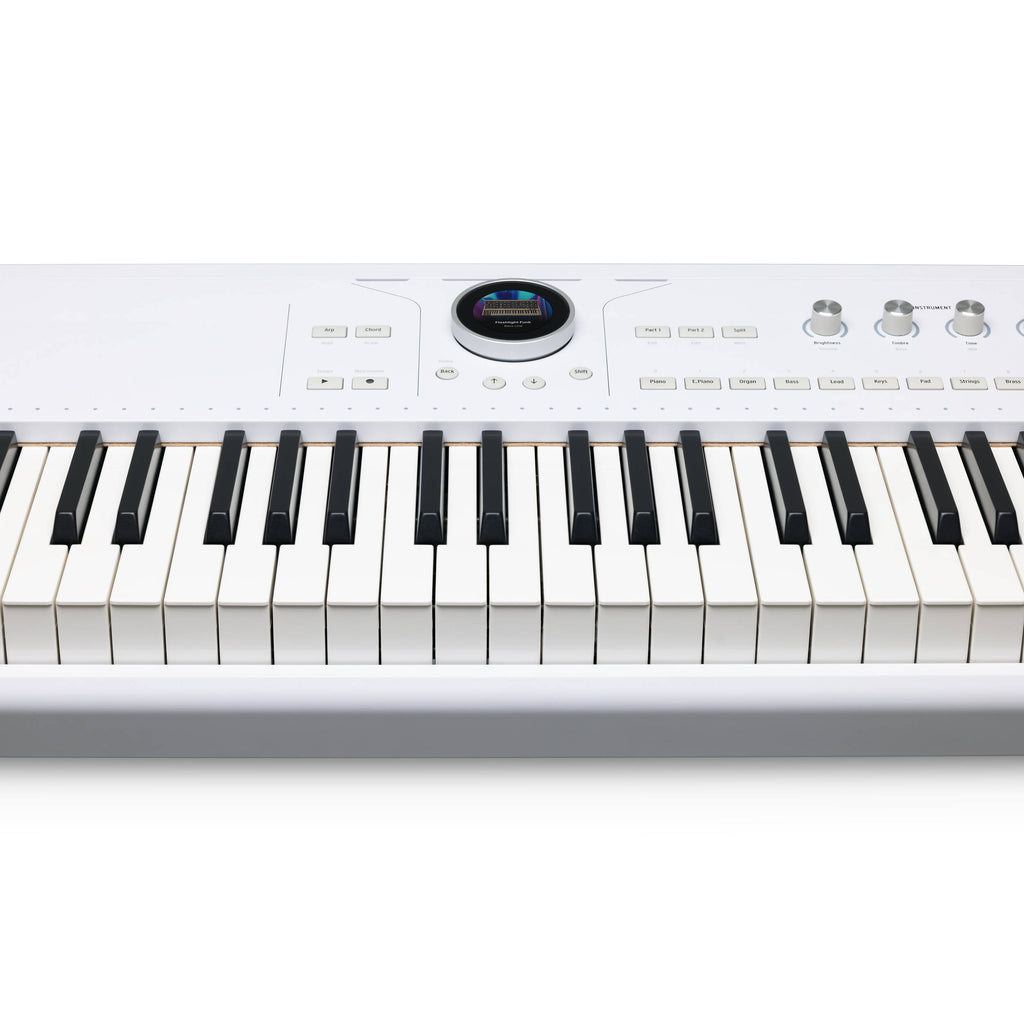 Arturia AstroLab 88 performance keyboard with 88 keys, featuring sleek black design and control knobs for music production.