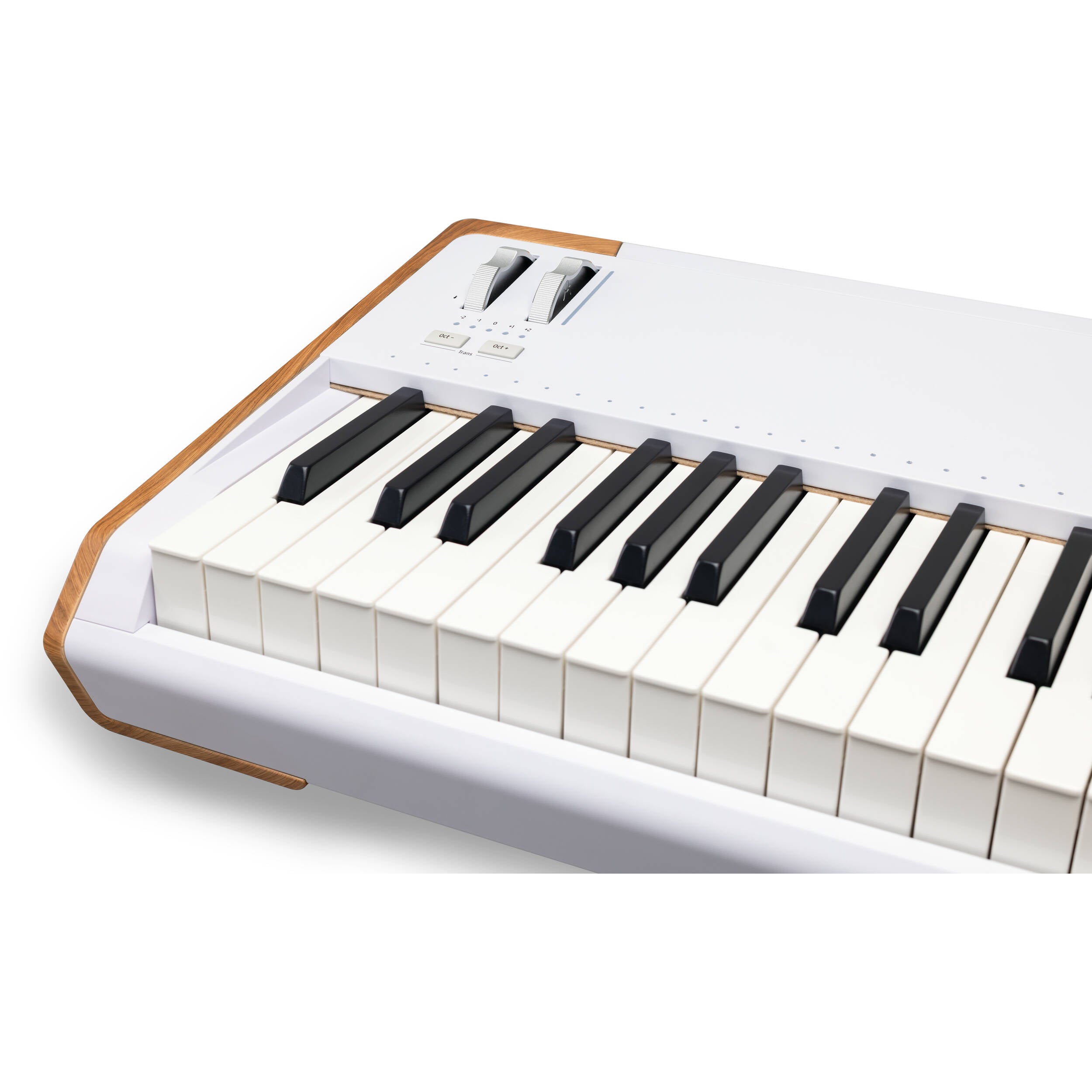 Arturia AstroLab 88 performance keyboard with black and white keys, control knobs, and digital display for music production.