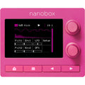 1010music Nanobox Razzmatazz drum machine and sampler with colorful controls and knobs, ready for music production and beats.