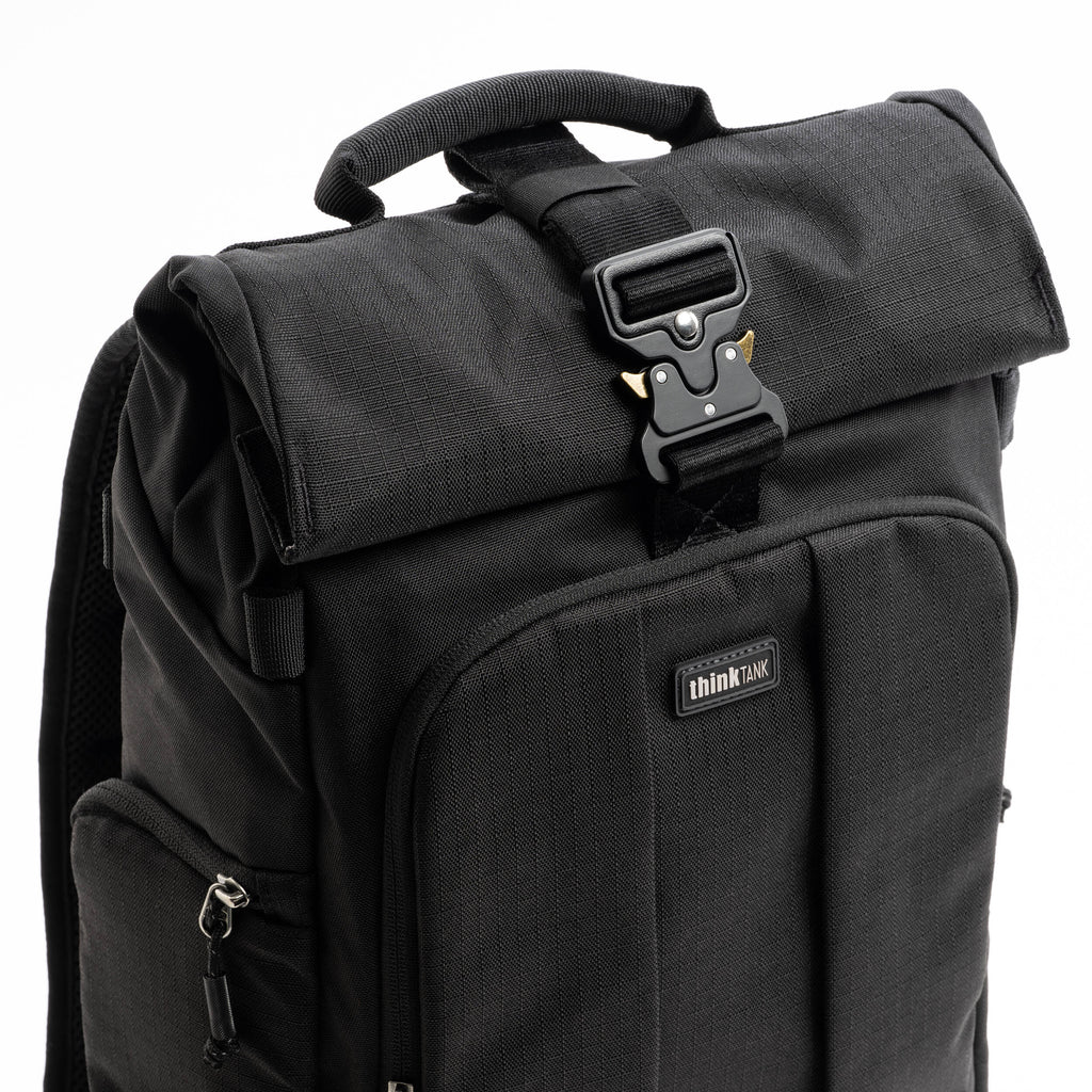 Think Tank FocusPoint RollTop video equipment bag with padded interior and adjustable straps for secure gear transport