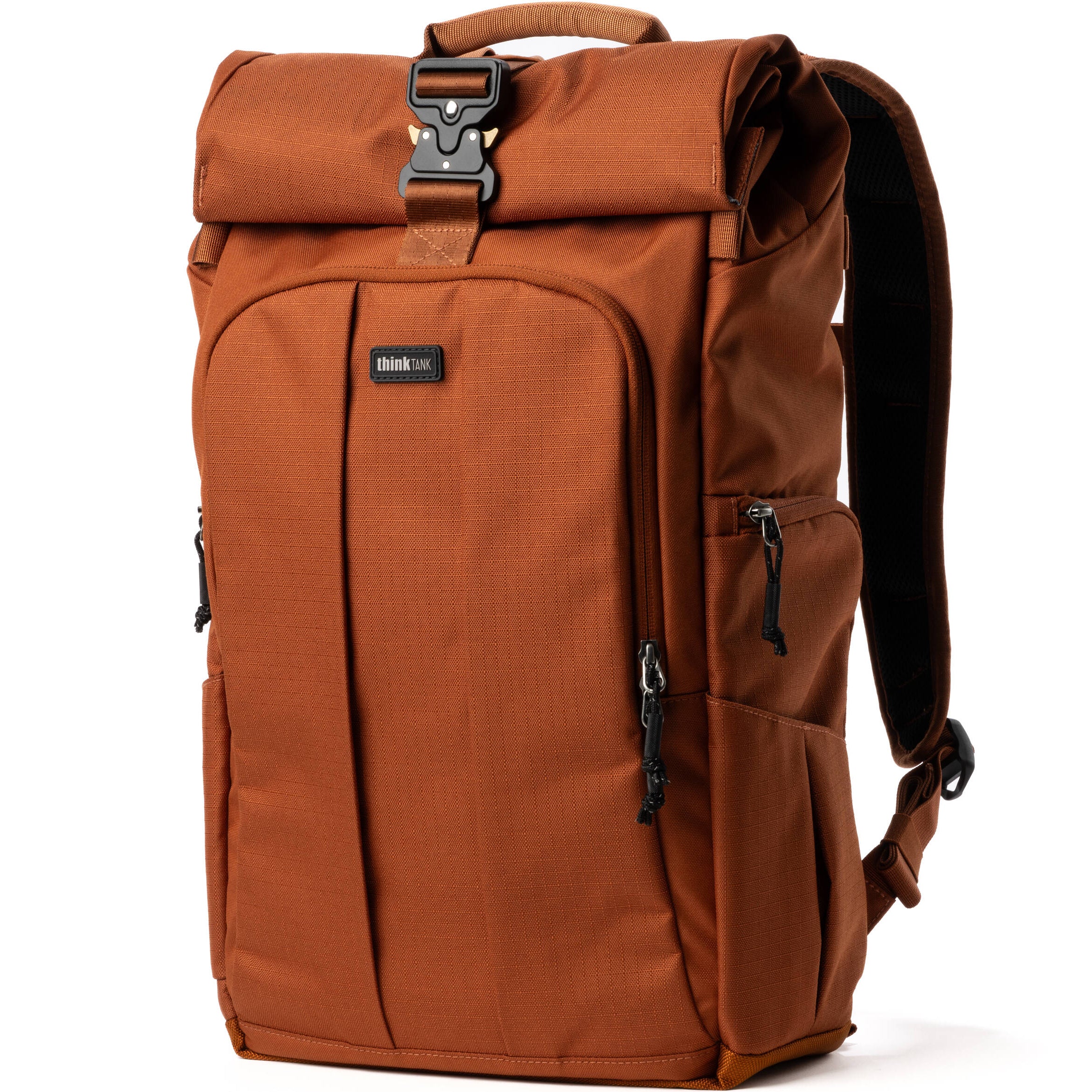 Think Tank FocusPoint RollTop video equipment bag with padded compartments and roll-top closure for secure storage.