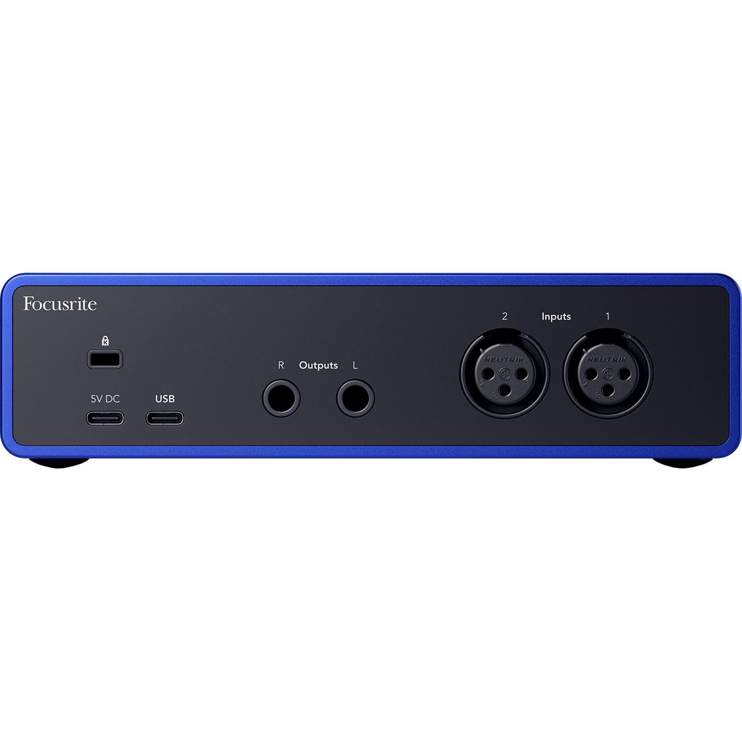 Focusrite Scarlett 2i2 4th Gen Anniversary Edition audio interface with two input/output knobs and sleek design.