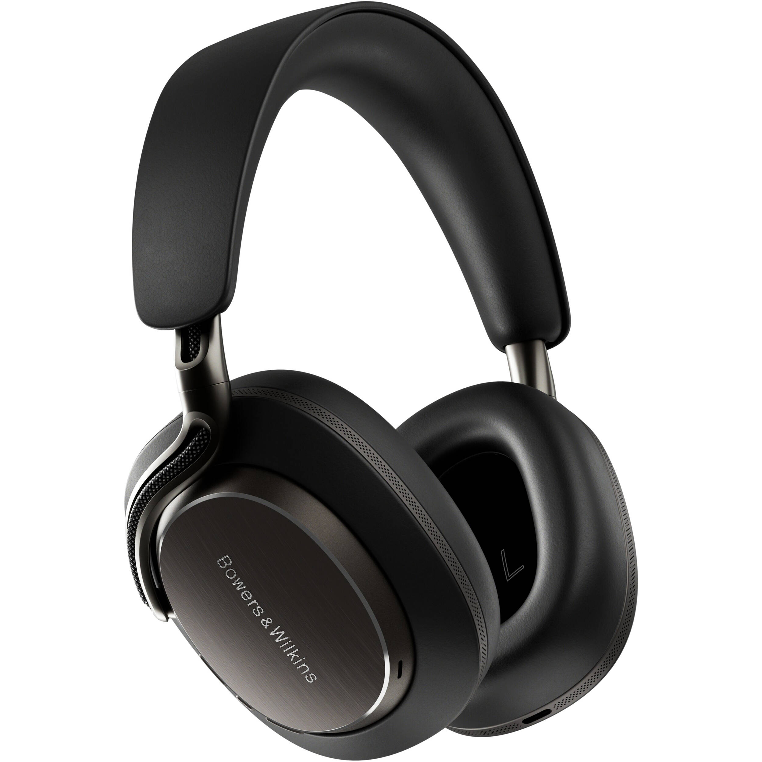 Bowers & Wilkins Px8 S2 wireless headphones with sleek black design and cushioned ear cups on a white background.