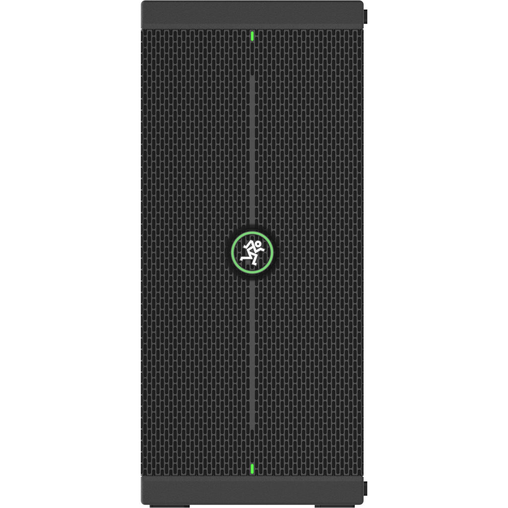 Mackie ThumpSub GO portable subwoofer with compact design and rugged black exterior, used for boosting bass in audio setups.