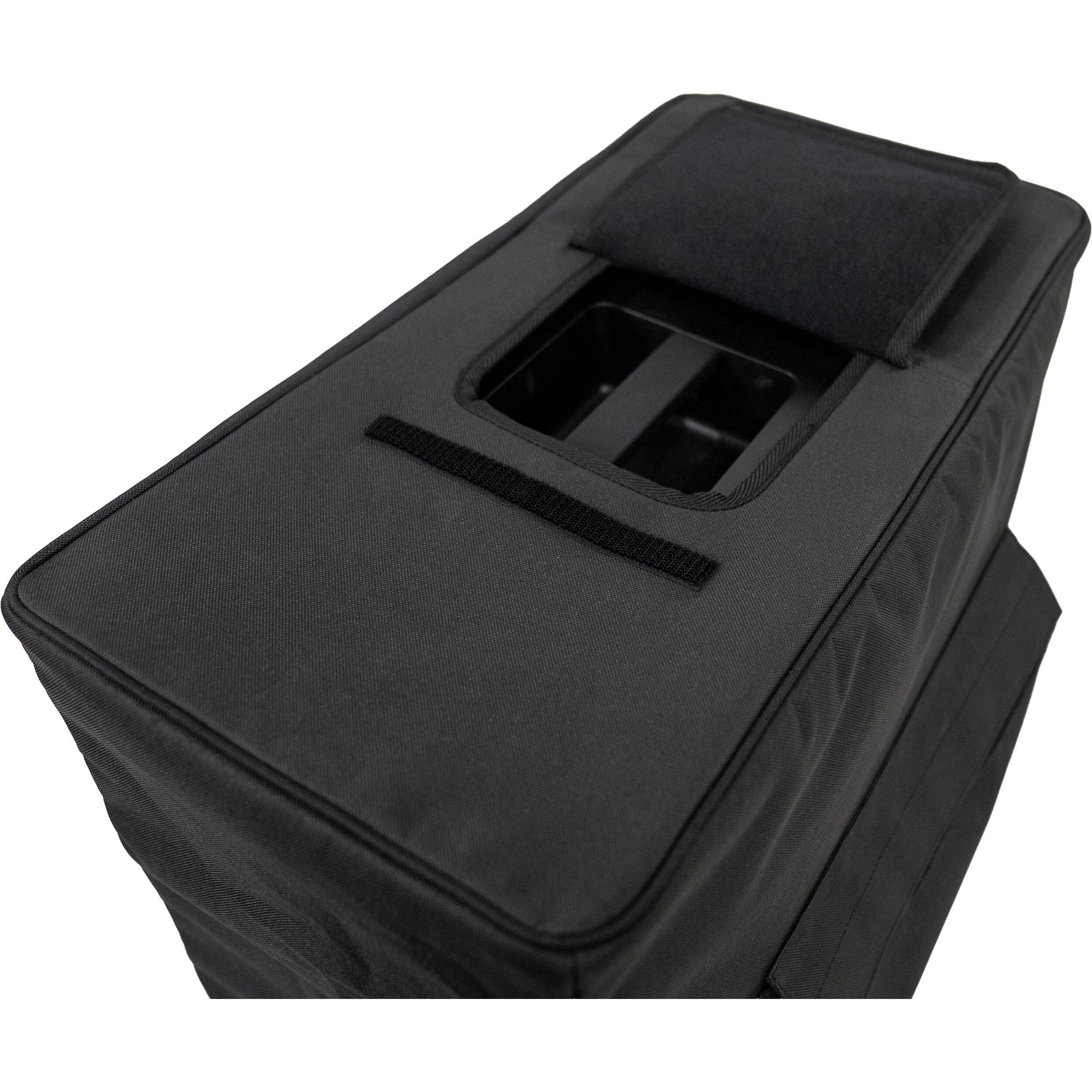 Mackie ThumpSub GO protective cover in durable black for pro audio subwoofer, with handles and secure fit for transportation.
