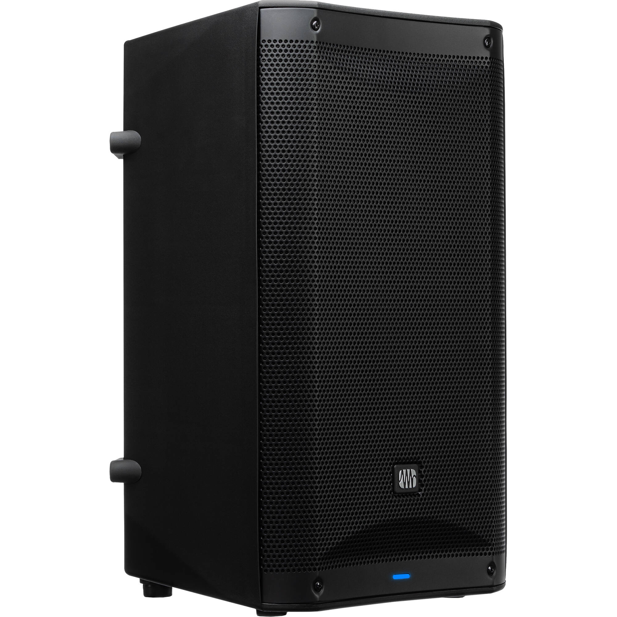 Presonus Air XD 10 active loudspeakers with sleek black finish and control panels, designed for high-quality audio output.