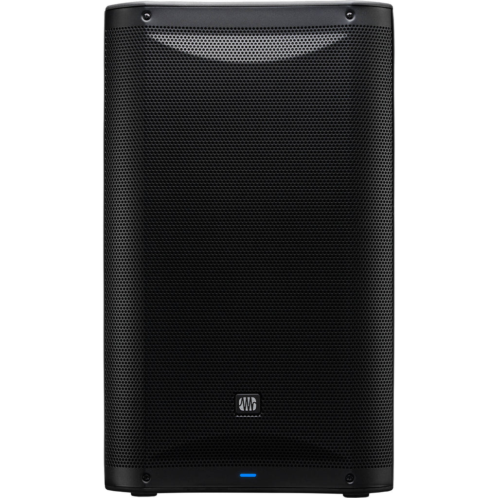 Presonus Air XD 12 active loudspeakers with dual speakers and control panels, designed for professional audio playback.