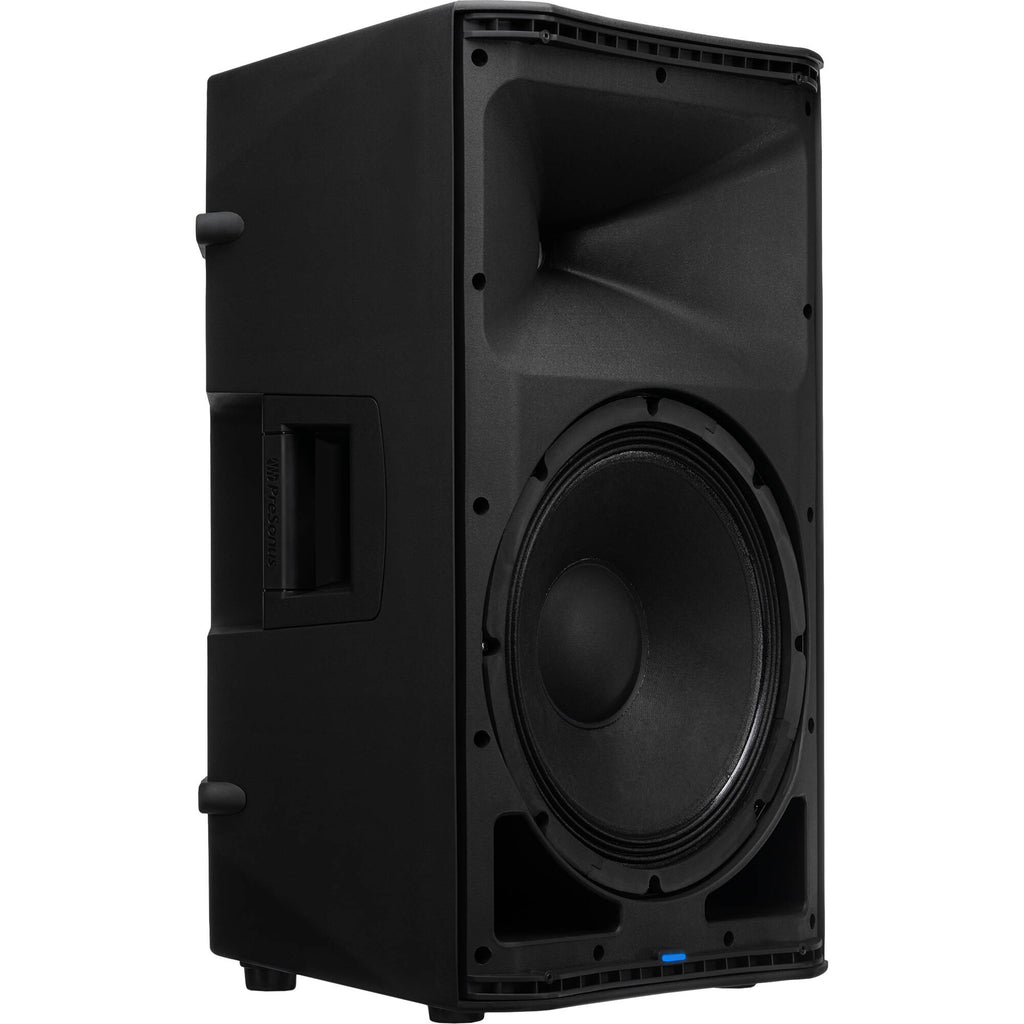 Presonus Air XD 12 active loudspeakers with sleek black cabinets and front grills, designed for professional sound reinforcement.
