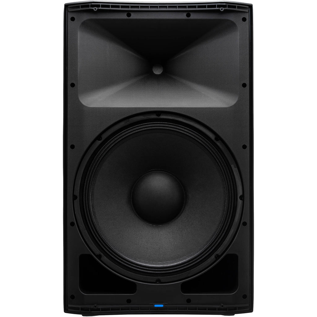 Presonus Air XD 15 active loudspeakers with black enclosures and control panels, positioned on stands in a studio setting.