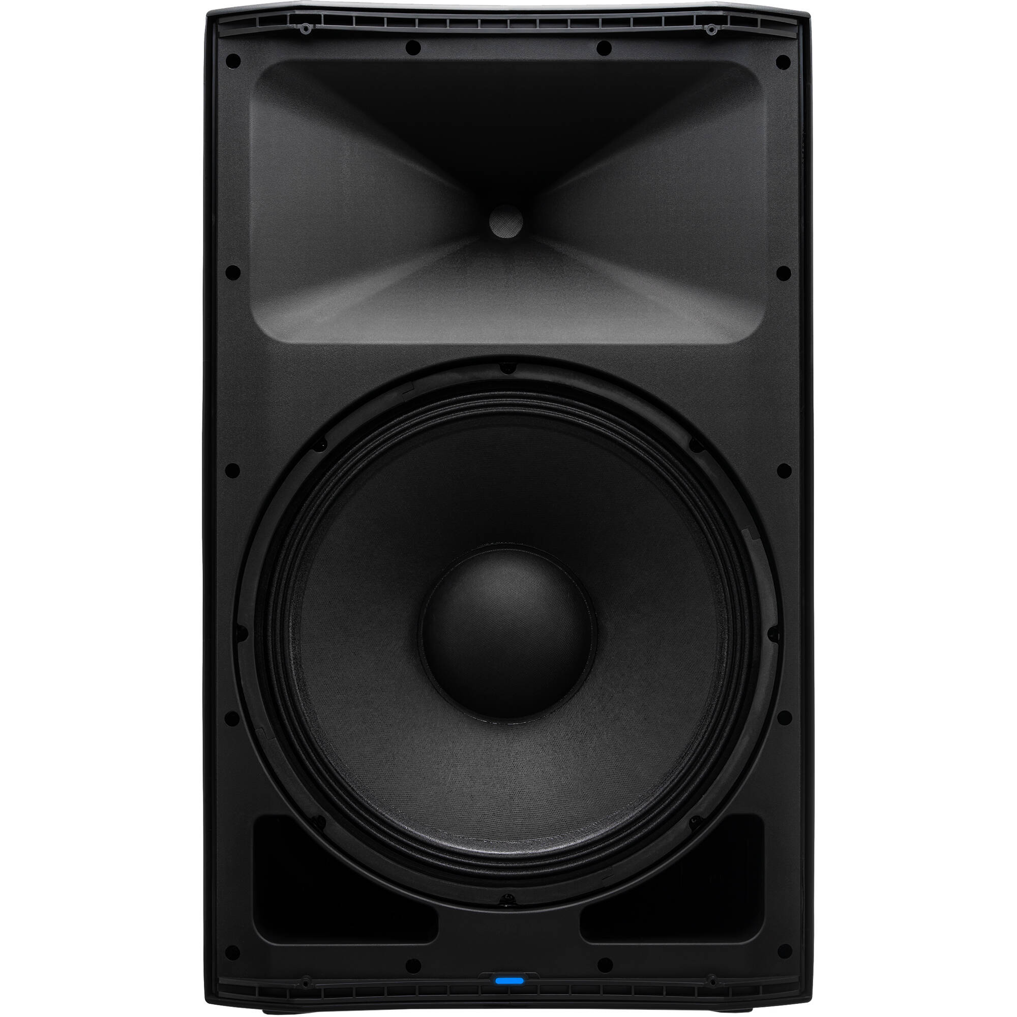 Presonus Air XD 15 active loudspeakers with black enclosures and control panels, positioned on stands in a studio setting.