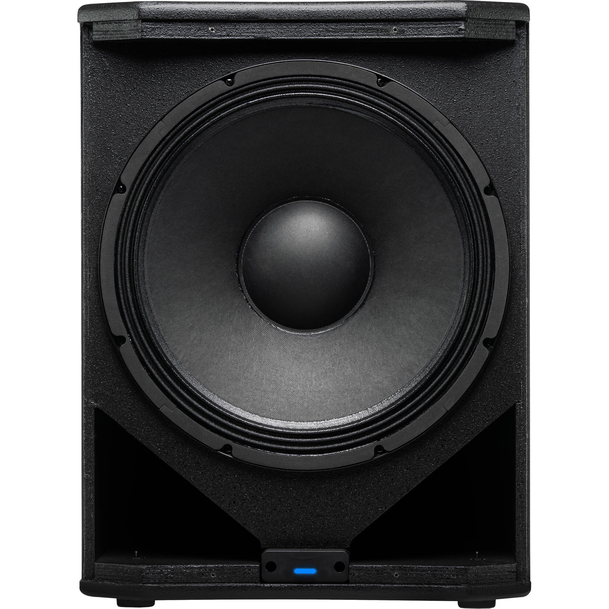 Presonus Air XD Sub 15 active subwoofer with a large front port and control panel, designed for powerful bass in audio setups.