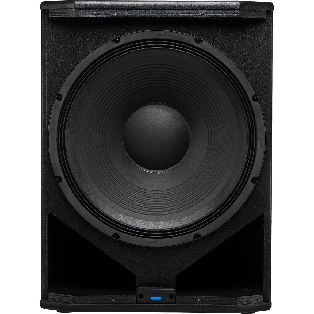 Presonus Air XD Sub 18 active subwoofer with large speaker driver and control panel, designed for powerful bass audio.