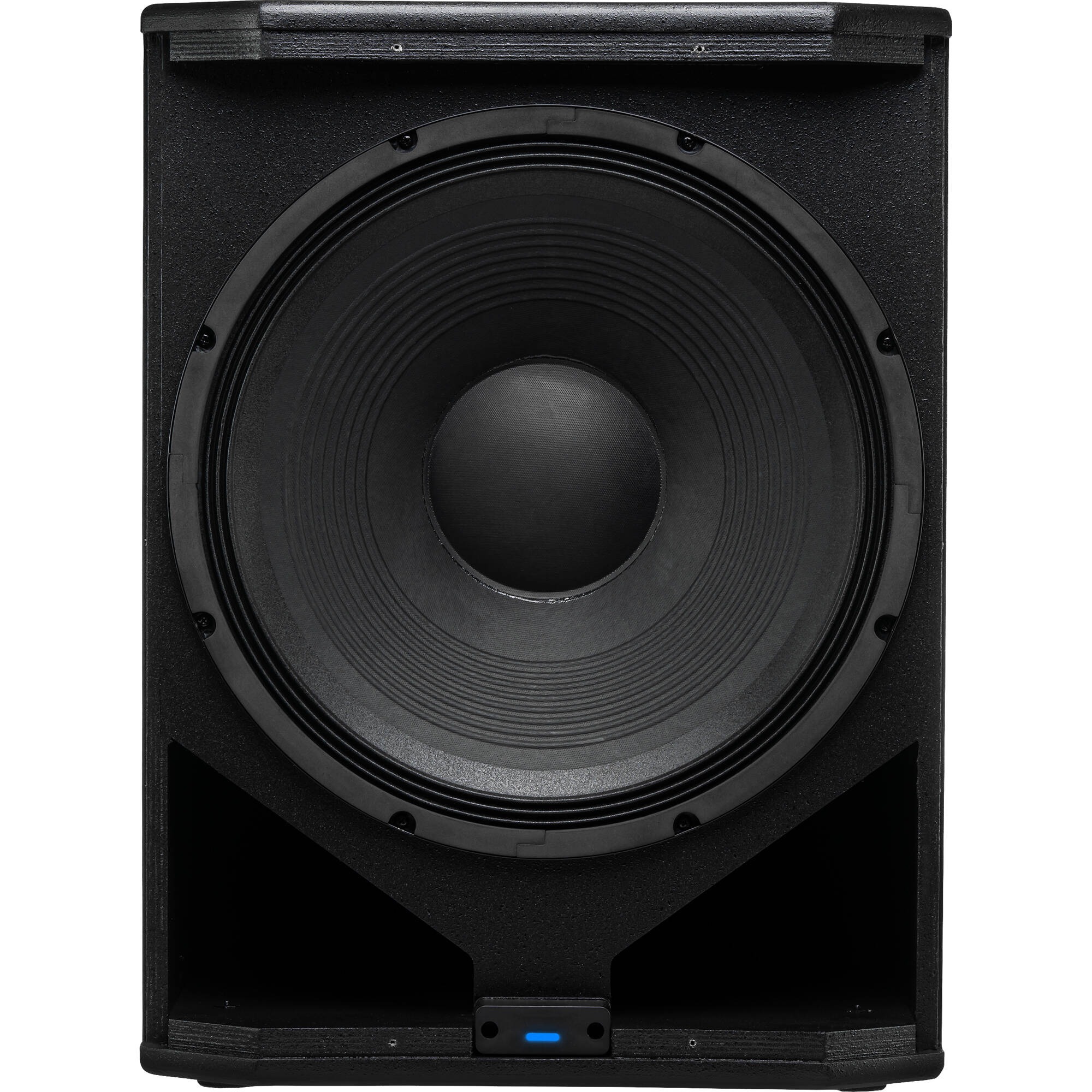 Presonus Air XD Sub 18 active subwoofer with large speaker driver and control panel, designed for powerful bass audio.