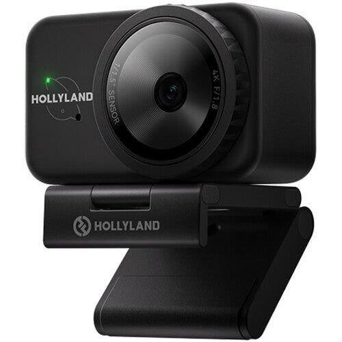 Hollyland Lyra 4K UHD Webcam for video conferencing, featuring a sleek design and adjustable lens for clear, professional video calls.
