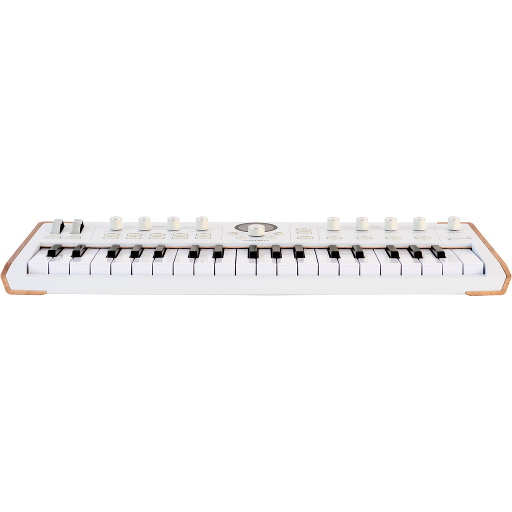 Arturia AstroLab 37 performance keyboard with 37 keys, featuring a sleek black design and control knobs for music production.