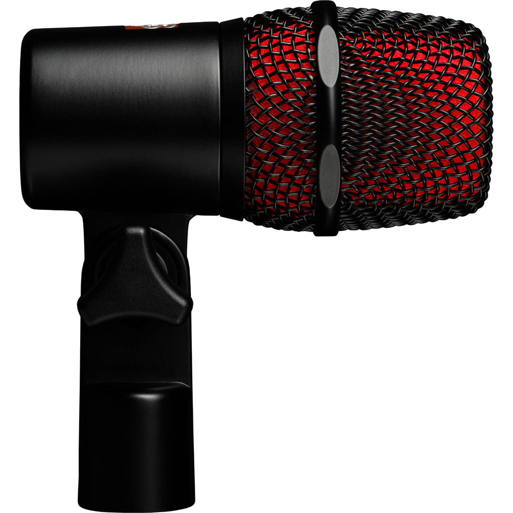 SE Electronics V BEAT dynamic microphone with black grille and body, ideal for live vocals and studio recording.