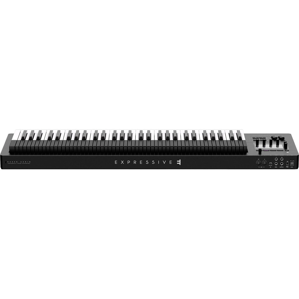 Expressive E Osmose 61 keyboard synthesizer with expressive controls and sleek design, shown from a front view.