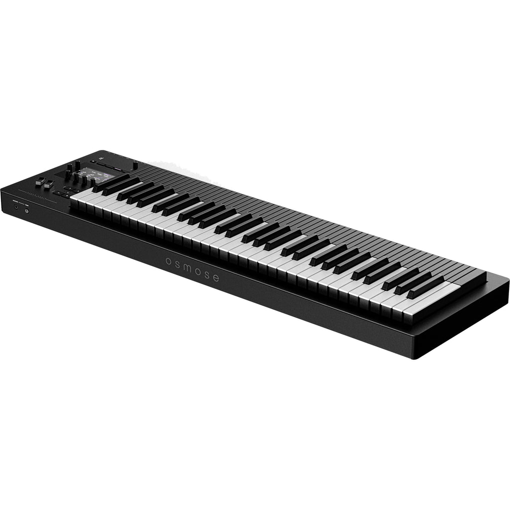 Expressive E Osmose 61 keyboard synthesizer with expressive controls and compact design, shown from a front view.