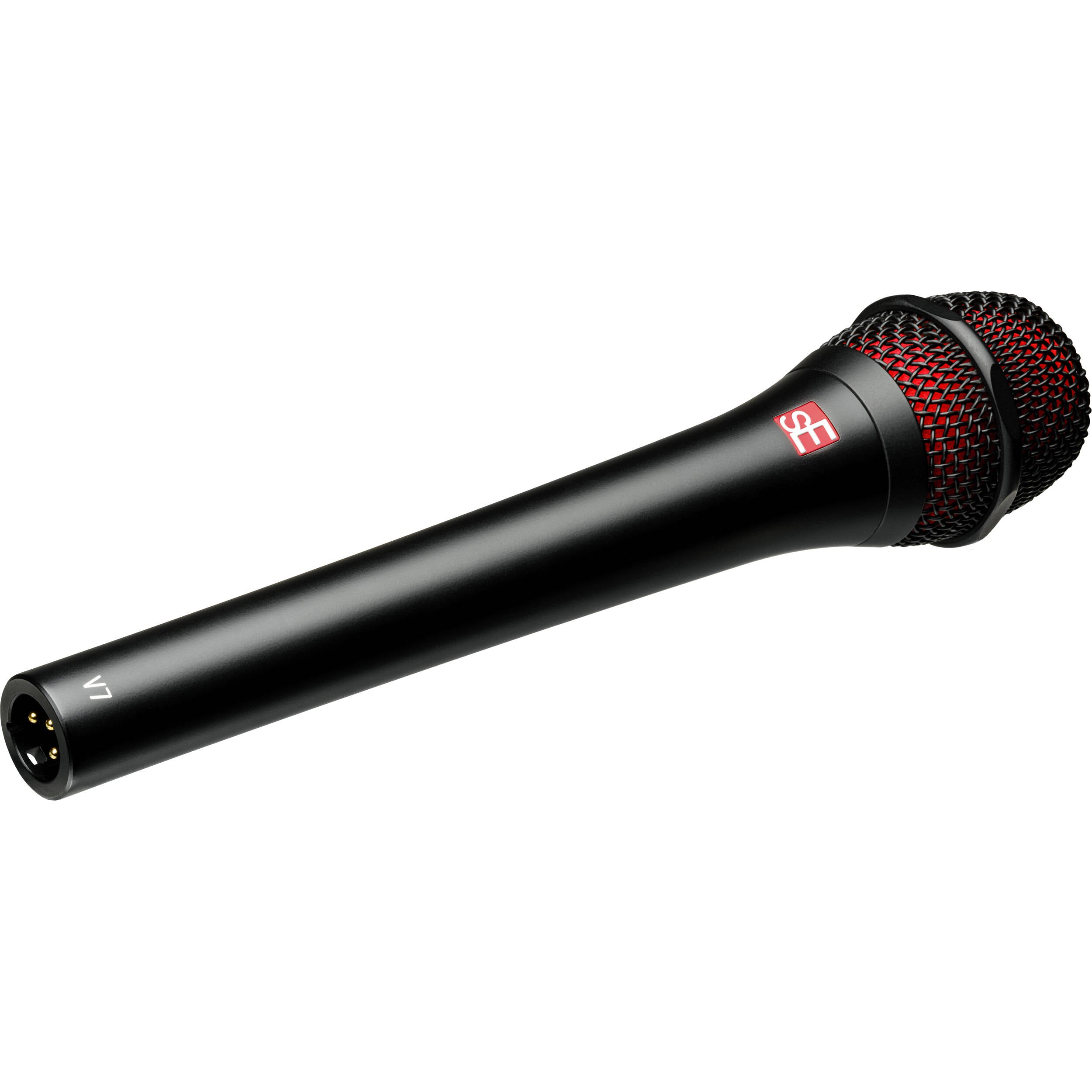 SE Electronics V7 ENG dynamic microphone shown with professional audio and metal grille, ideal for live and studio recording.