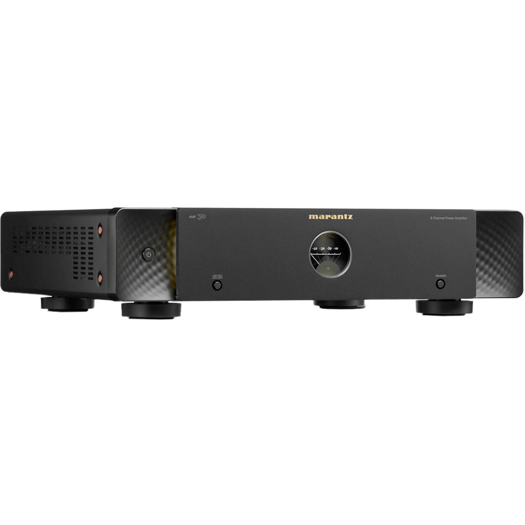 Marantz AMP 30 stereo amplifier with sleek black finish and control knobs, ideal for high-quality audio setup.