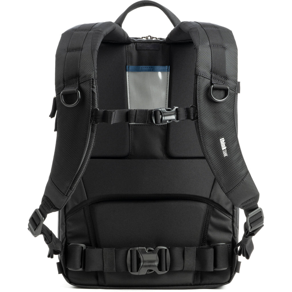Think Tank Shape Shifter video equipment bag with adjustable compartments and padded interior for camera gear storage.