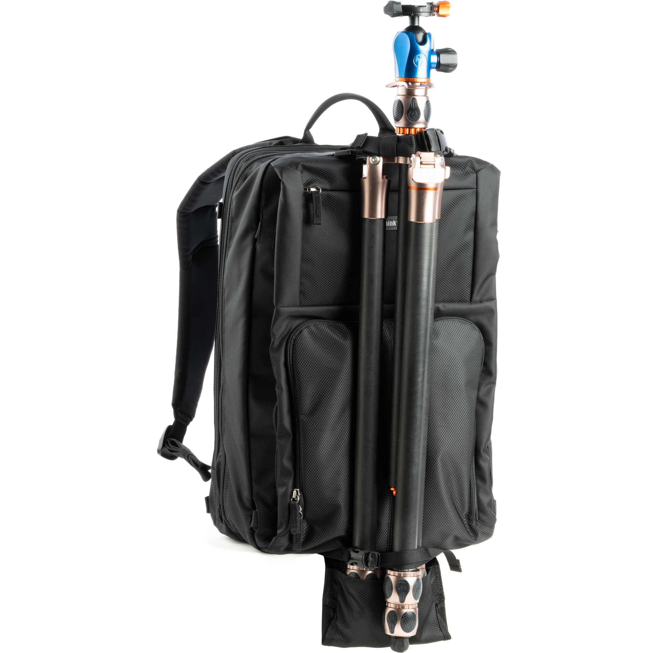 Think Tank Shape Shifter video equipment bag with multiple compartments and padded interior for camera gear storage.