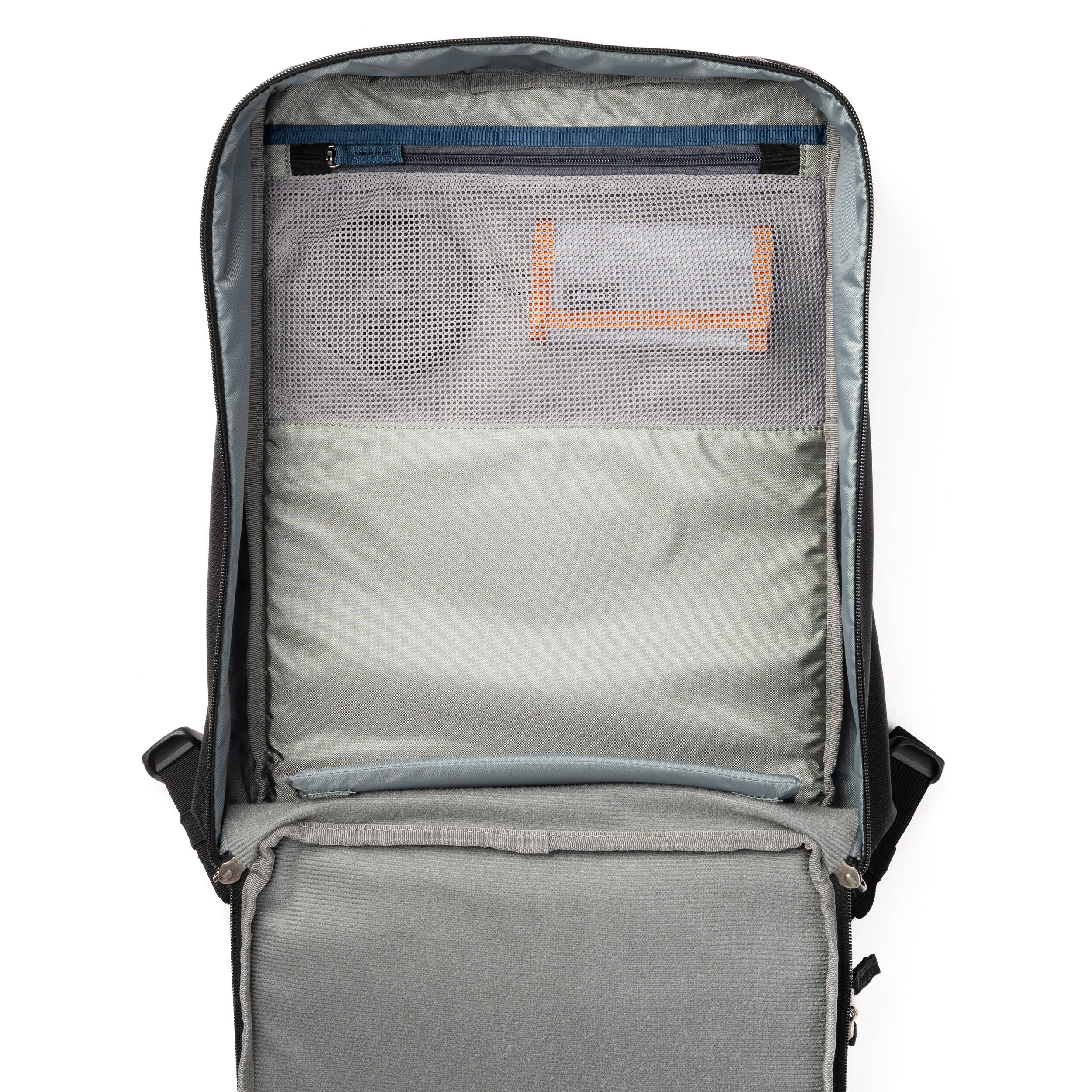 Think Tank Shape Shifter video equipment bag with adjustable compartments and padded interior for camera gear storage.