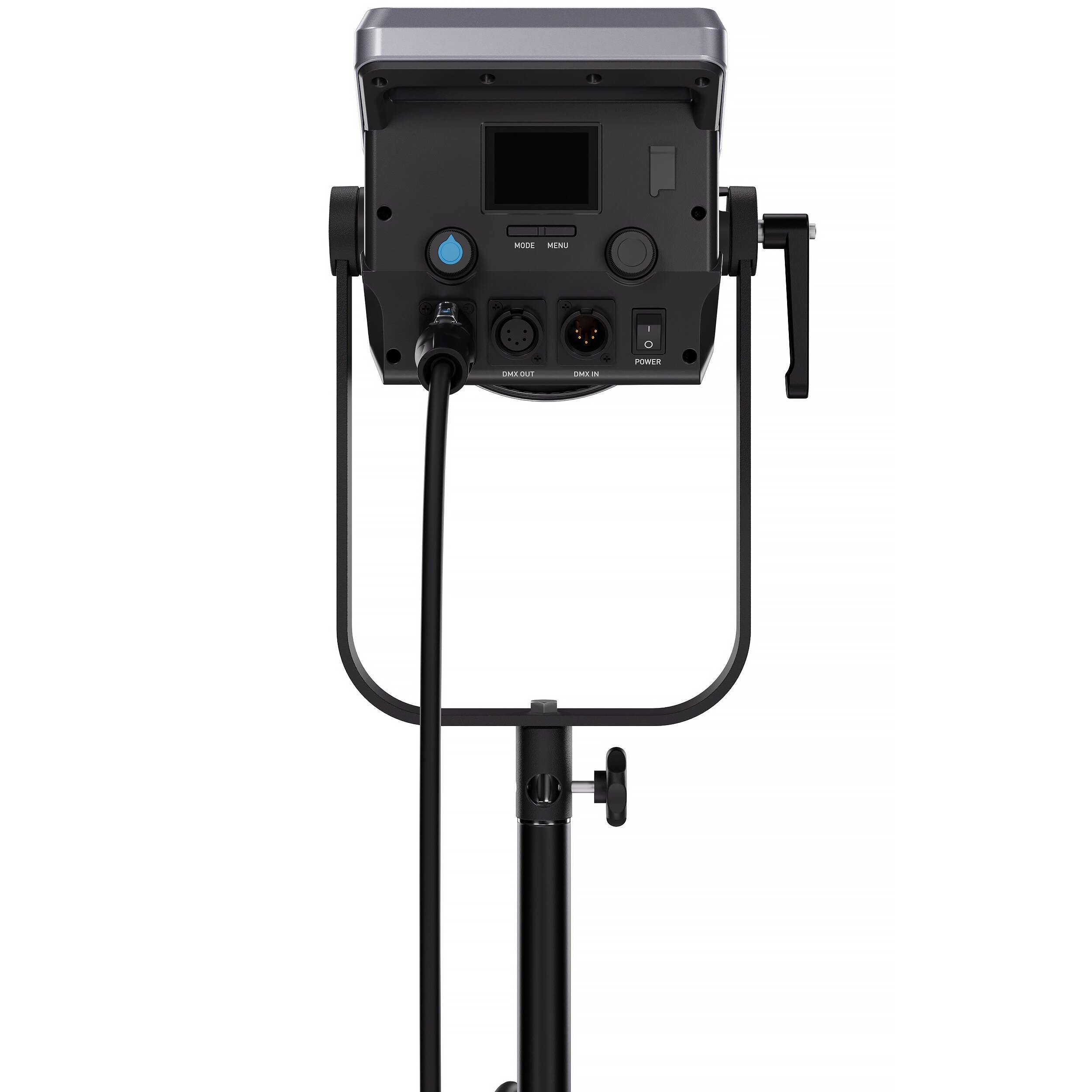 Nanlite FC-720C RGBW color LED spotlight showing adjustable RGB color options and bright LED panel for professional lighting.