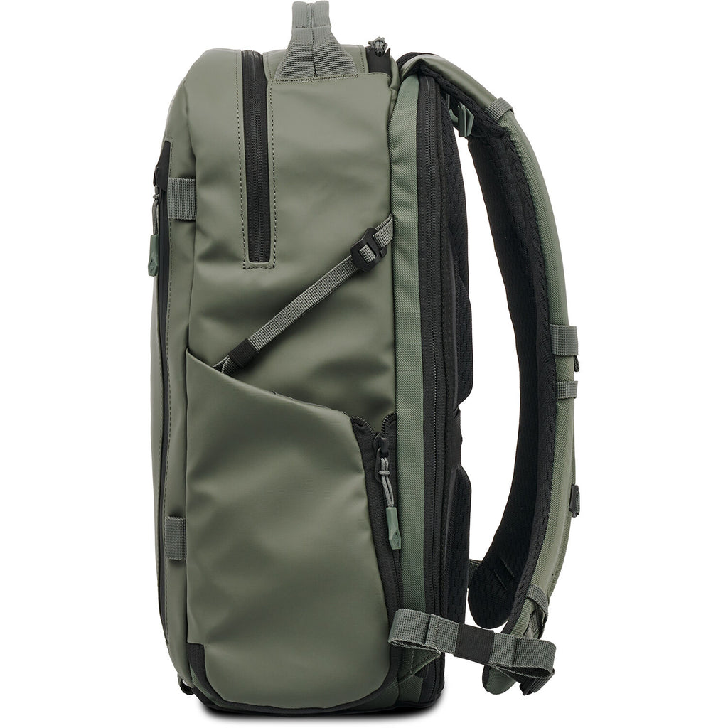 Wandrd Prvke Zip video equipment bag with multiple compartments and padded interior for camera gear storage.