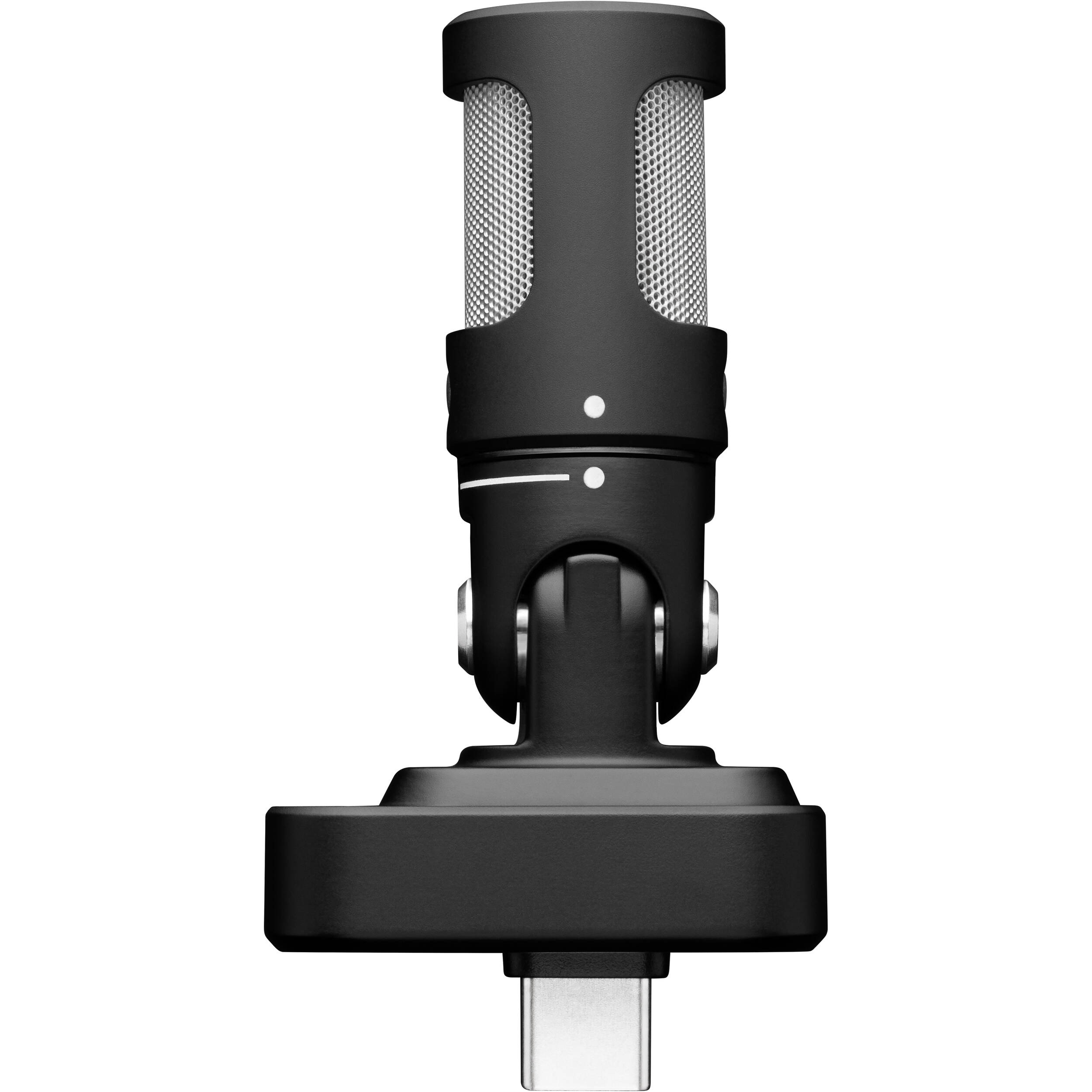 Shure MV88 portable microphone connected to a smartphone, designed for high-quality audio recording on iOS and Android devices.