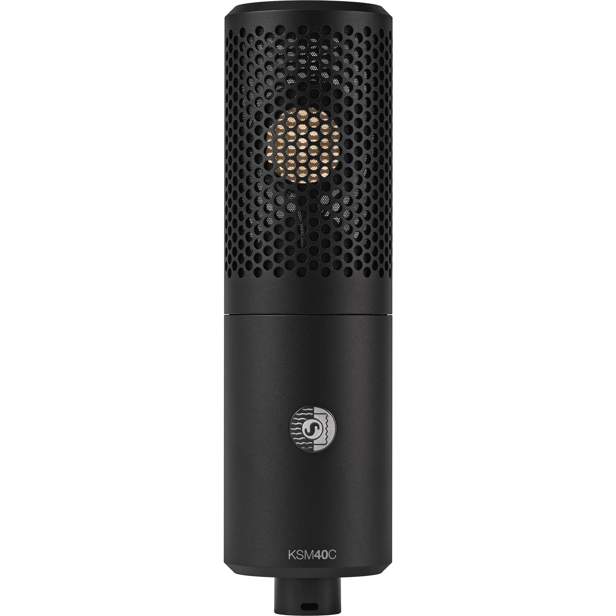 Shure KSM40C condenser microphone with a black body and silver grille, suitable for studio recording and live sound.
