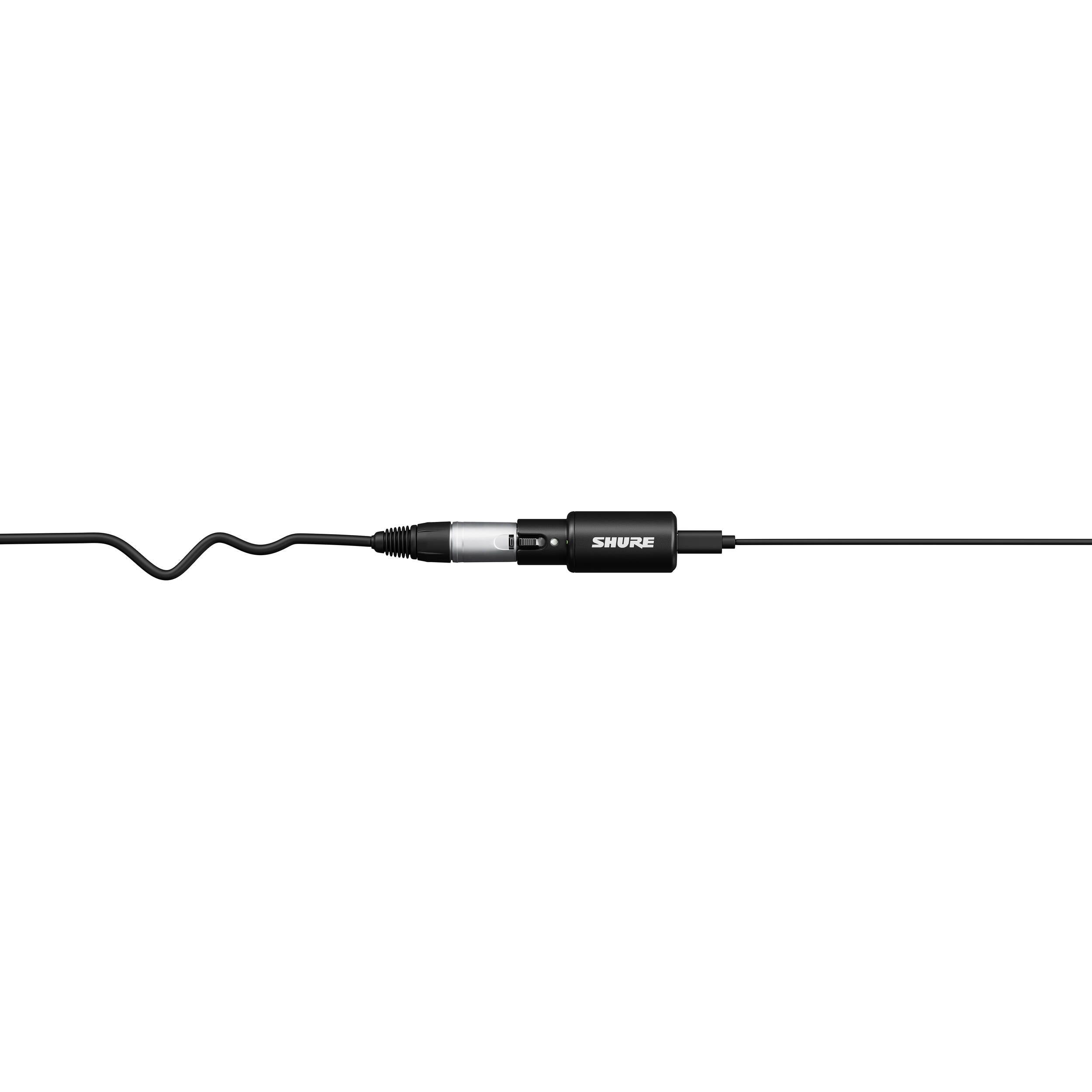 Shure MVX2U Gen 2 USB audio interface with dual XLR and USB ports for professional audio recording and streaming.