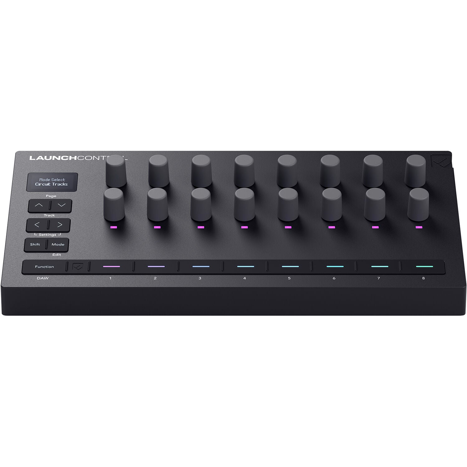 Novation Launch Control 3 MIDI controller with pad and knob layout for music production and live performance.