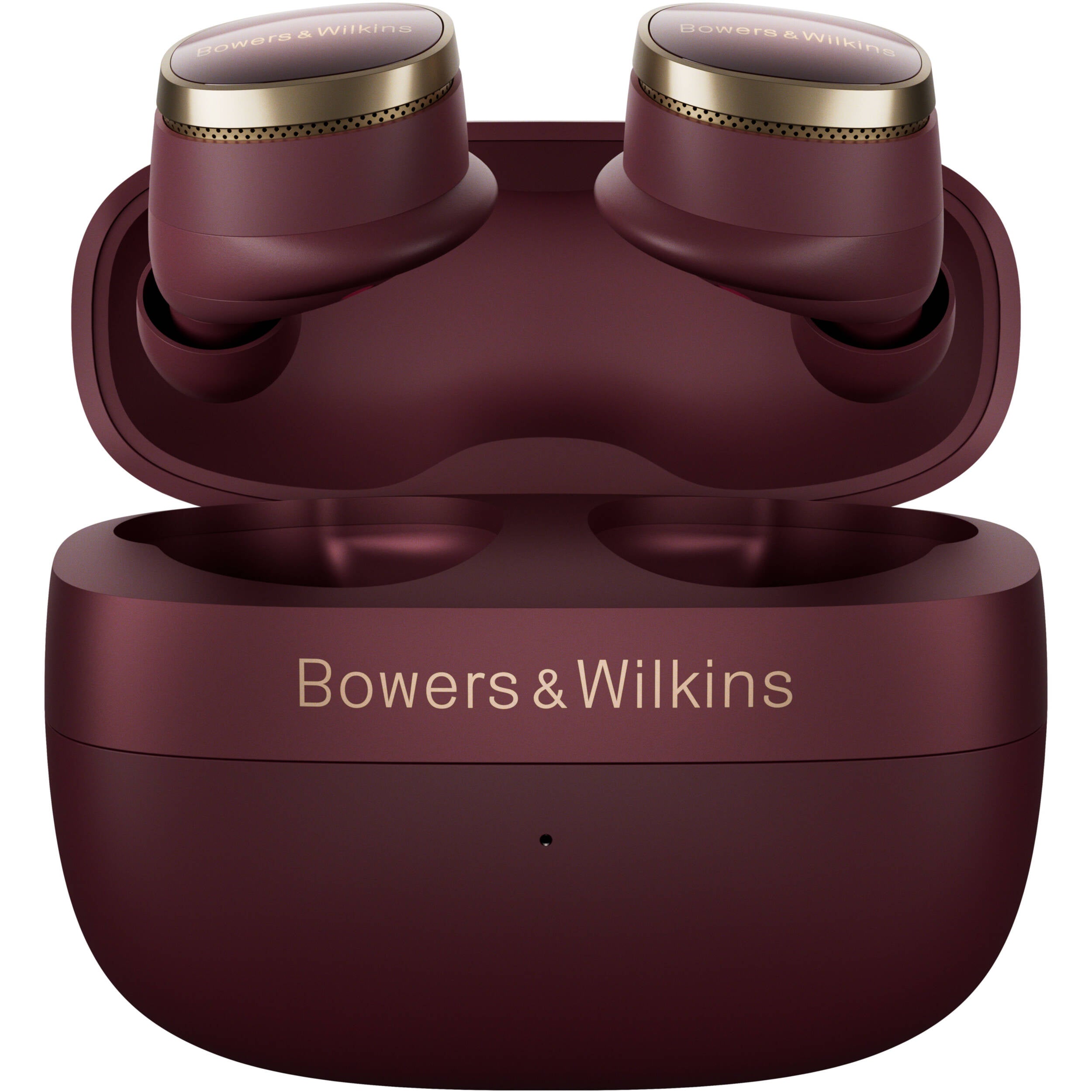 Bowers & Wilkins Pi8 wireless in-ear headphones with sleek black earbuds and inline remote on a white background.