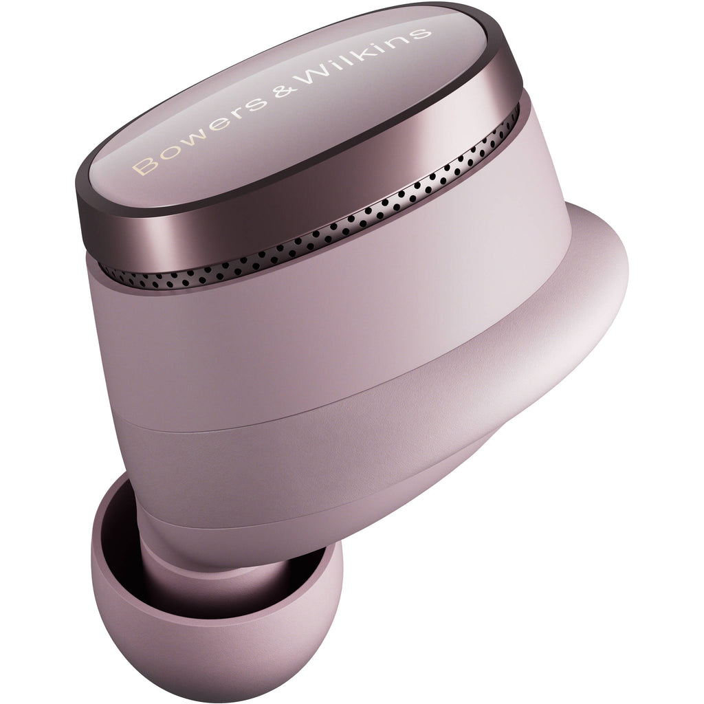 Bowers & Wilkins Pi8 wireless in-ear headphones with sleek design and in-ear earbuds, black color, and inline controls.