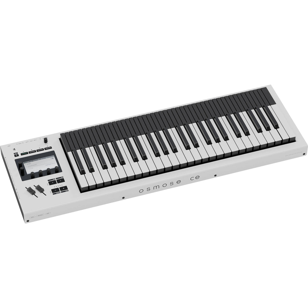 Expressive E Osmose CE 49 midi keyboard with black keys, compact design, and expressive control features.