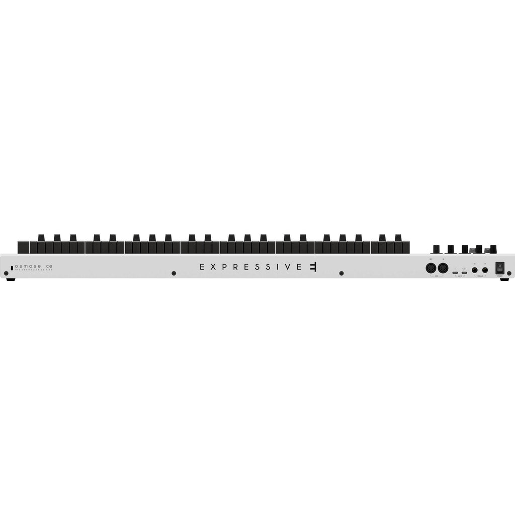 Expressive E Osmose CE 49 midi keyboard with expressive control and sleek design, showcased from a front angle.