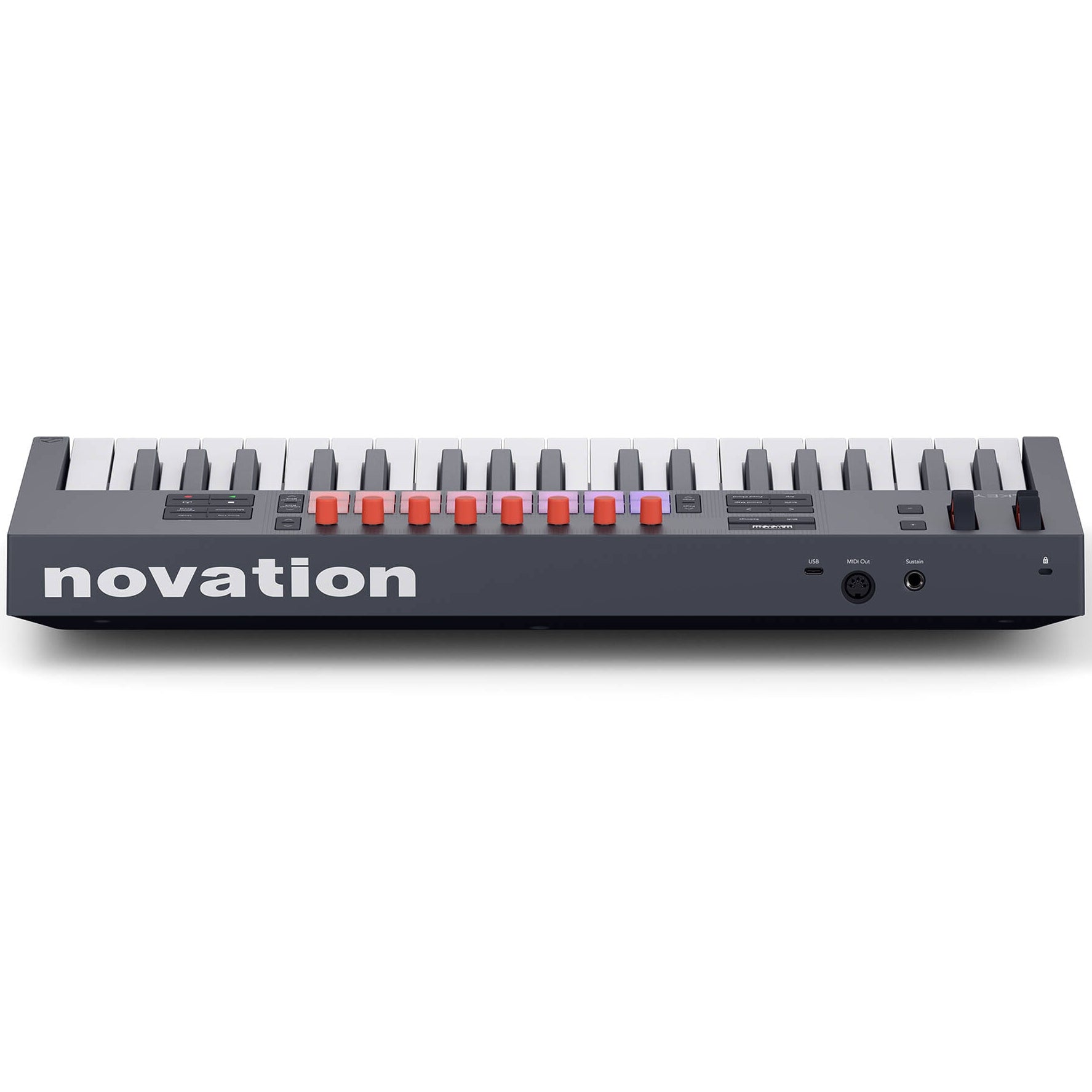 Novation FLkey 2 37 MIDI keyboard with 37 keys, compact design, and control knobs for music production and performance.