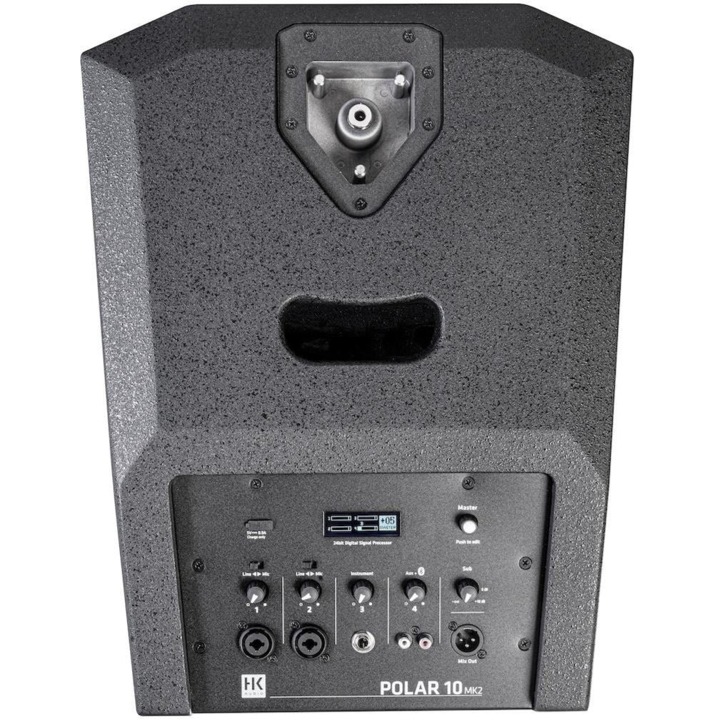 HK Audio POLAR 10 MK2 active column speaker with sleek design and multiple speaker elements visible in the image.