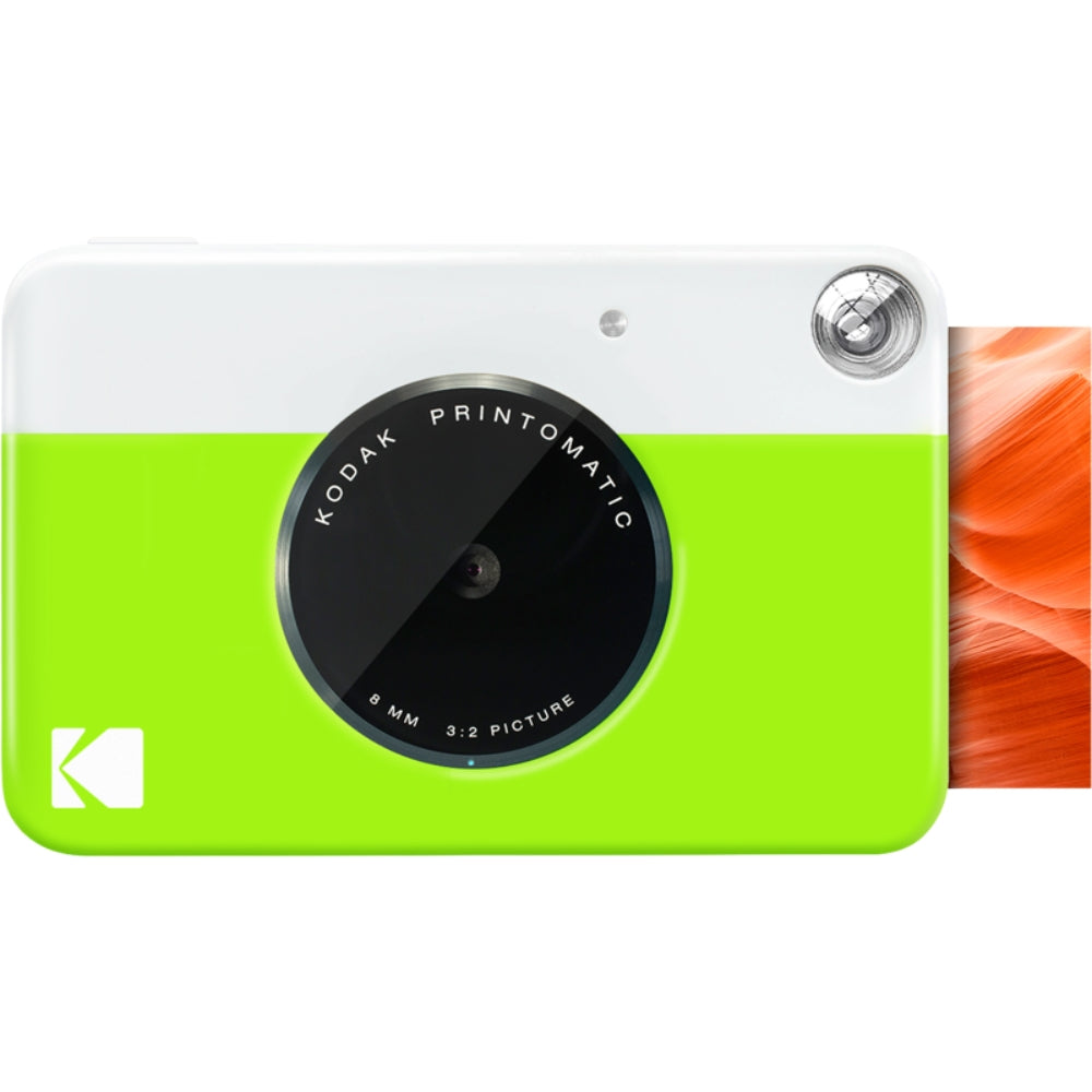 Kodak Printomatic instant compact camera with black body and lens, ready for instant photo printing.