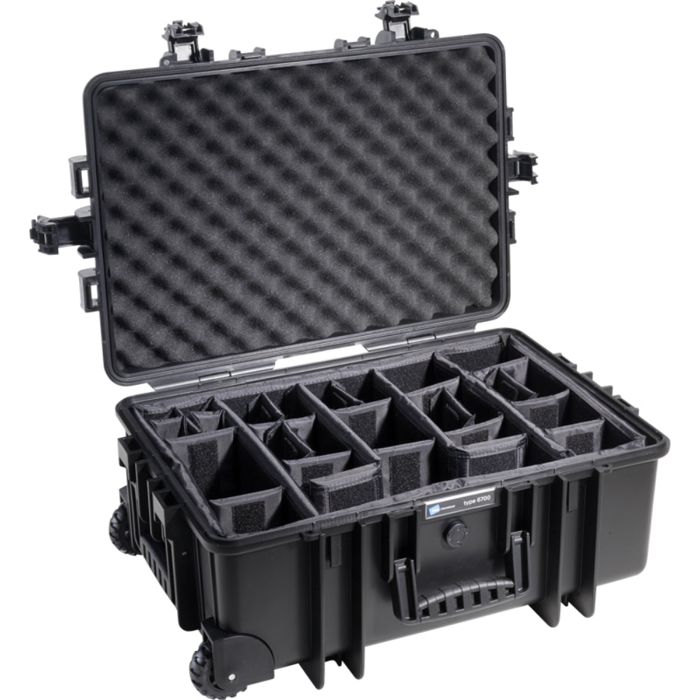 B&W Cases Type 6700 Divider System for video equipment bags, showing internal foam compartments and protective dividers.