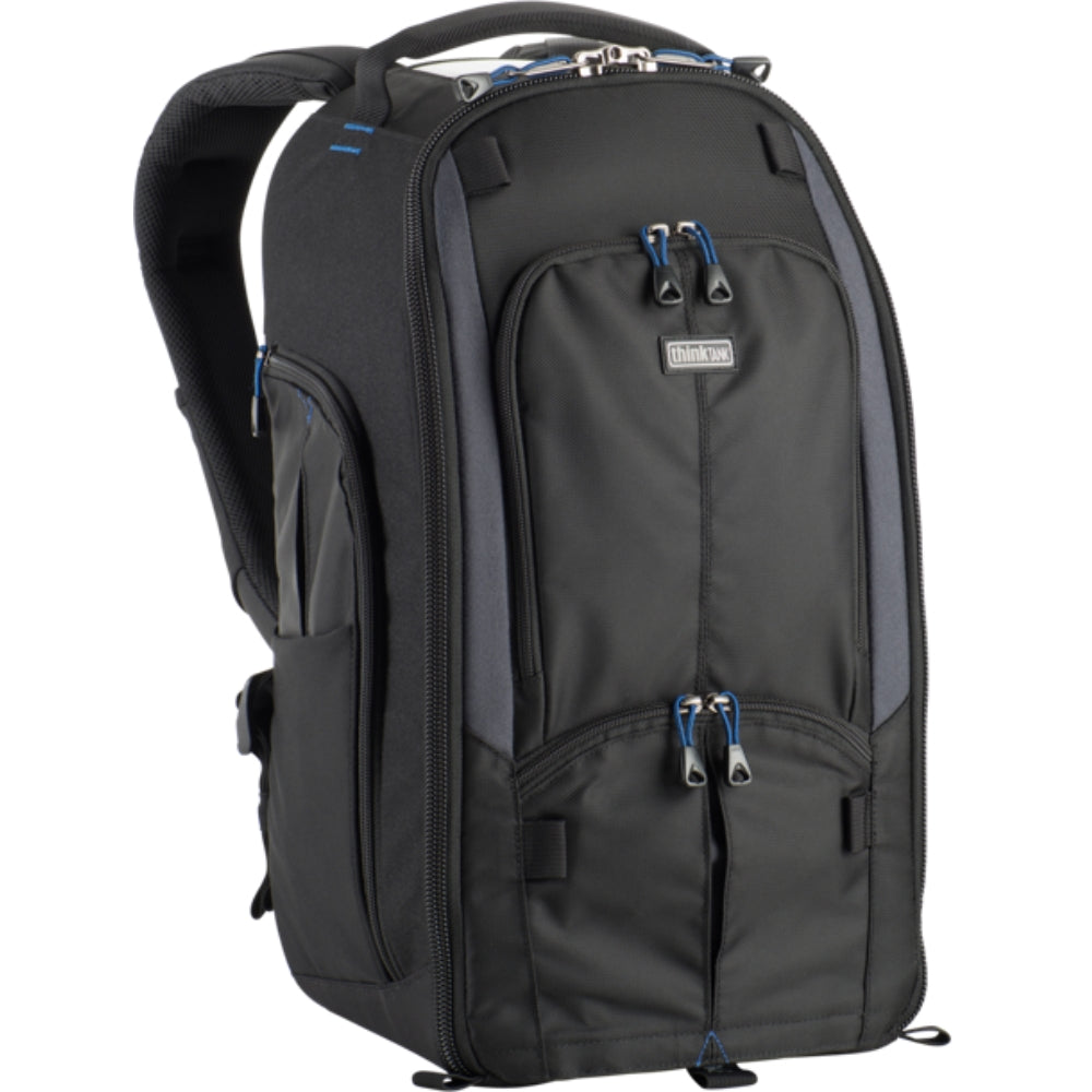 Think Tank StreetWalker Pro V2.0 video equipment bag with multiple compartments and padded straps for professional videographers.