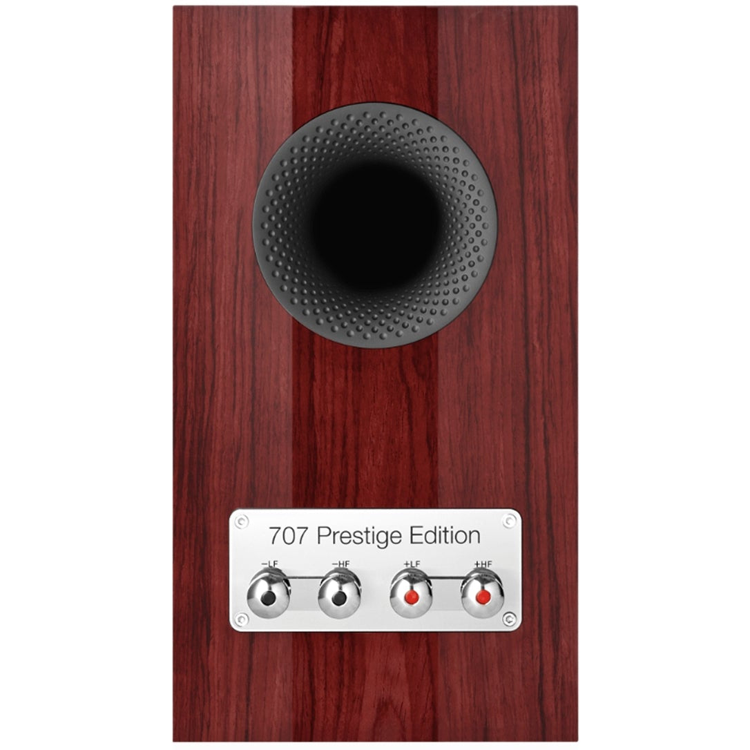 Bowers & Wilkins 707 S3 Prestige passive bookshelf speakers with black finish and dual drivers on the front panel