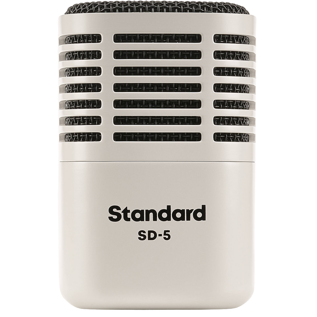 Universal Audio SD-5 dynamic microphone shown with a black grille and body, ideal for professional audio recording.