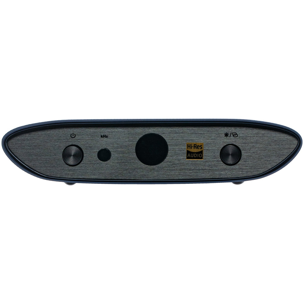 iFi Audio ZEN Air Blue 2 Bluetooth and Wi-Fi audio receiver, compact device with buttons and LED indicators on front panel.