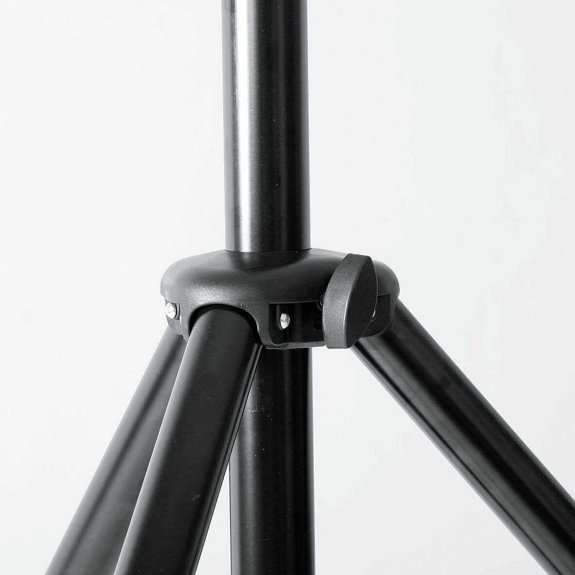K&M PA speaker stand model 21436 with adjustable height and sturdy tripod base, designed for professional audio setups.