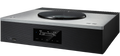 Technics SA-C600 stereo amplifier with control knobs, display screen, and input ports on a sleek black finish.