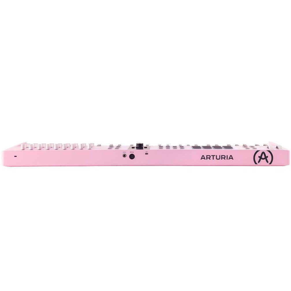 Arturia KeyLab Essential 61 MK3 MIDI keyboard with control knobs and keys, designed for music production and digital composing.