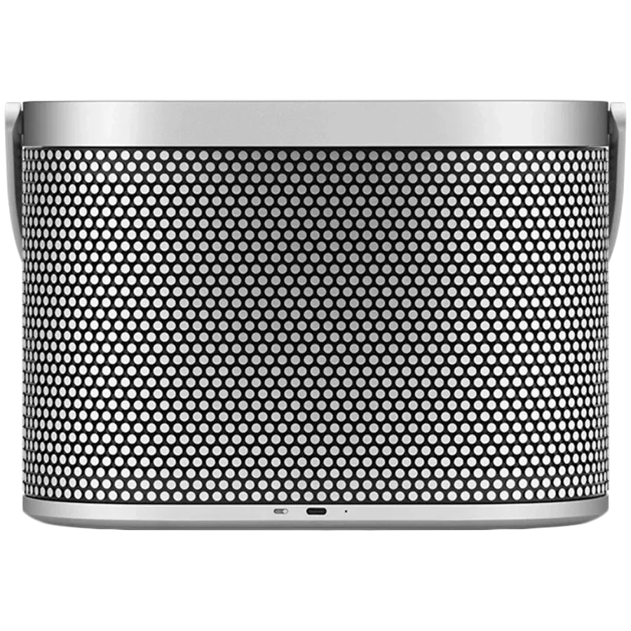 Bang & Olufsen Beosound A5 portable speaker with sleek design and fabric exterior, showcasing its modern, compact shape.